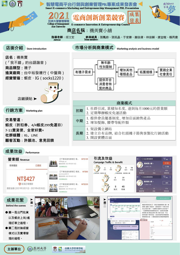 同獲競賽第3名的「襪美賣小舖」創意成果海報。